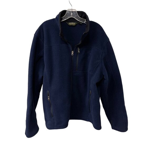 Eddie Bauer Polartec Fleece Navy Full Zip Pullover Coat Polyester Jacket Mens XL - Picture 1 of 9